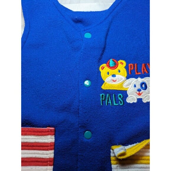 Vintage 1994 HJR & CO Boys Size 6-9 Months Blue Overall Outfit Play Pals Dogs - Picture 6 of 14